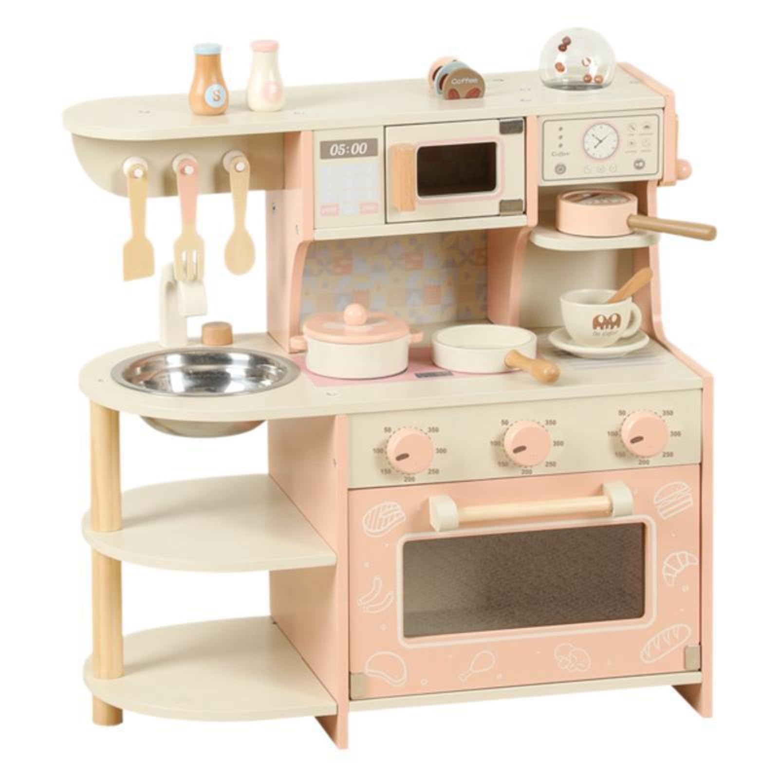 Amazon | Qobvoeh 知育玩具、キッチン玩具、模擬キッチン、木製